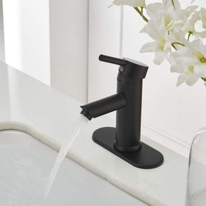 Robinets de lavabo de salle de bain Robinet noir Greenspring Farmhouse Vanité de lavabo à poignée unique avec ligne d'alimentation