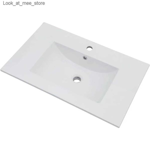 Robinets de lavabo de salle de bain Lavabo de salle de bain blanc à main évier monotrou 30 X 18 pouces lavabo de salle de bain en céramique monotrou Q240301