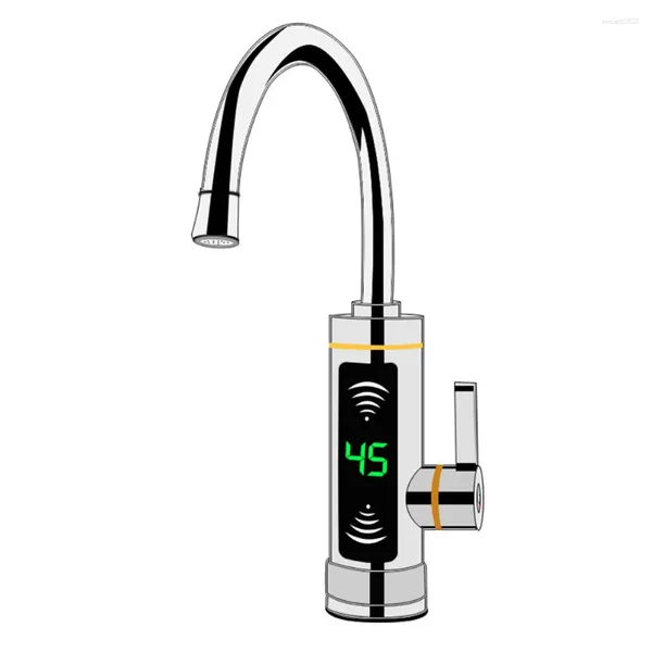 Grifos de lavabo de baño, grifo calentador de agua, acero inoxidable plateado, 220V, 3000W, rotación de 360 °, grifo de calefacción eléctrica instantánea, marca