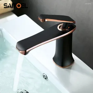 Robinets d'évier de salle de bain Magnifique de gamme de laiton moderne en laiton moderne noir et rose Basin mélangeur de terras