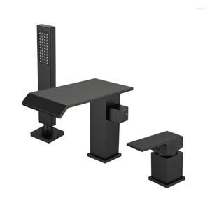 Badkamer wastafel kranen hoogwaardige messing drie gaten kraan waterval badkuip doucheset luxe modern design koud water tap