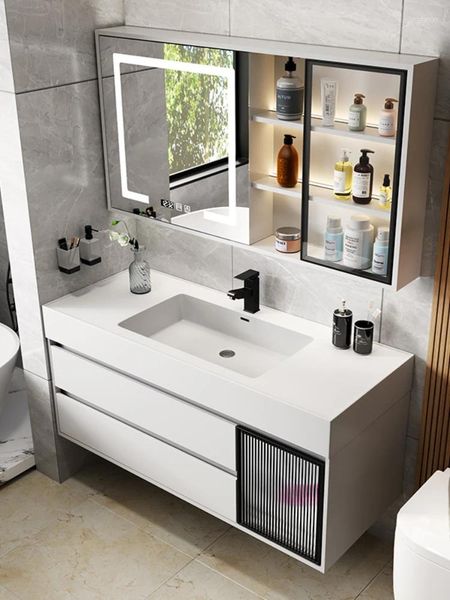 Robinets de lavabo de salle de bains, armoire intégrée, combinaison de lavabo, ensemble de miroirs modernes inter-plateformes