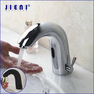 Robinets d'évier de salle de bain Jieni Chrome Basin Robinet Automatique Touch Free Hands Capteur Solid Brass Mixer Taps