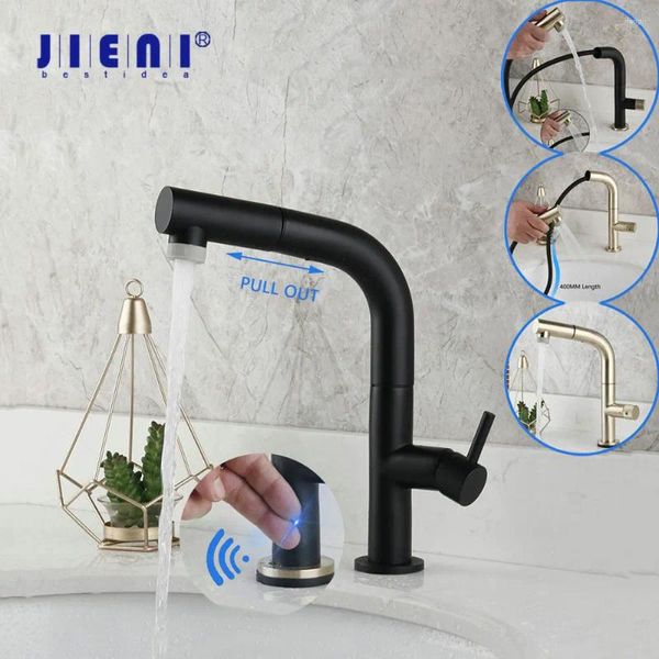 Robinets d'évier de salle de bain jieni robinets de cuisine capteur intelligent Sortez le mélangeur d'interrupteur à eau froide