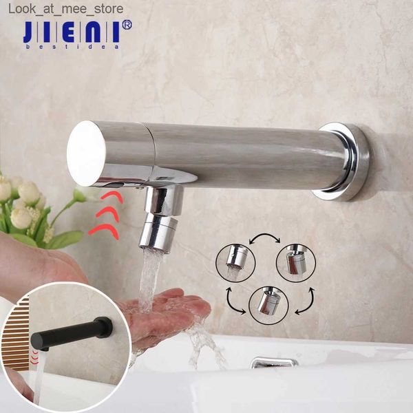 Grifos para lavabo de baño JIENI, grifo de baño de lava negro mate, grifo con sensor montado en la pared, sensor táctil manos libres automático, lavabo, grifo de agua fría Q240301