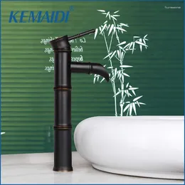 Robinets de lavabo de salle de bain Kemaidi Basin robinet huile frottée de terrasse bronzée de style bambou à style bambou papeur noir
