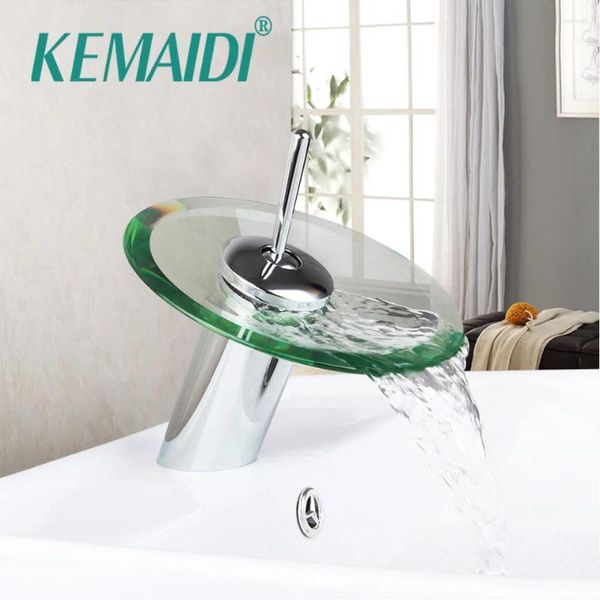 Robinets de lavabo de salle de bain Kemaidi Basin Mixer Tap Robinet Waterfall Robinet Chrome Polied Water Deck monté