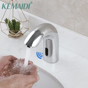 Robinets de lavabo de salle de bain kemaidi chrome fini robinet de bassin capteur automatique mélangeur à eau froide robinet infrarouge sans contact