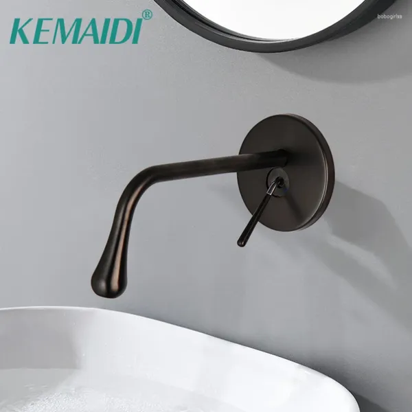 Robinets d'évier de salle de bain Kemaidimatte Baignoire noire robinet 1 poignée lavage à lavabo bertillante mélangeur lavage de la piscine de la piscine gris