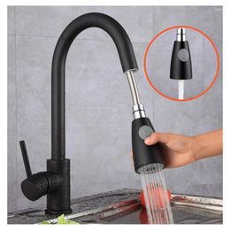 Rubinetti per lavandino del bagno Rubinetto per lavabo da cucina Miscelatore estraibile in ottone e miscelatore freddo Rubinetto per acqua Montaggio su piattaforma Lavabo monocomando