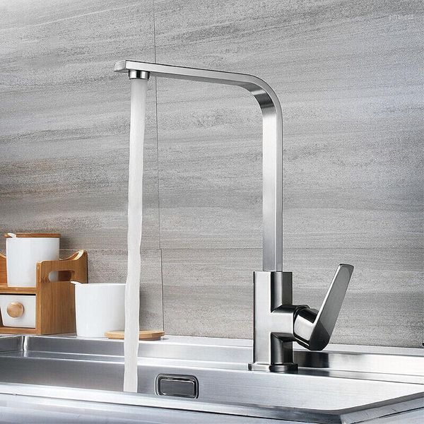 Grifos de fregadero de baño, lavabo de cocina, lavabo y grifo frío, tubo cuadrado de cobre, trefilado, galvanoplastia, H 360mm