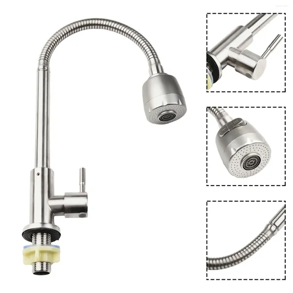 Robinets d'évier de salle de bain robinet de cuisine Tap à levier unique Tap en acier inoxydable Taps CARTRIE DE DISC Céramique sans goutte