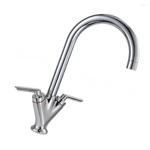 Robinets de lavabo de salle de bain Cuisine Tap à double levier à 360 degrés pivotant de swivel arc à single sort