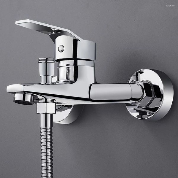 Robinets d'évier de salle de bains cuisine en alliage de Zinc bassin Chrome mural eau froide double bec mitigeur accessoires