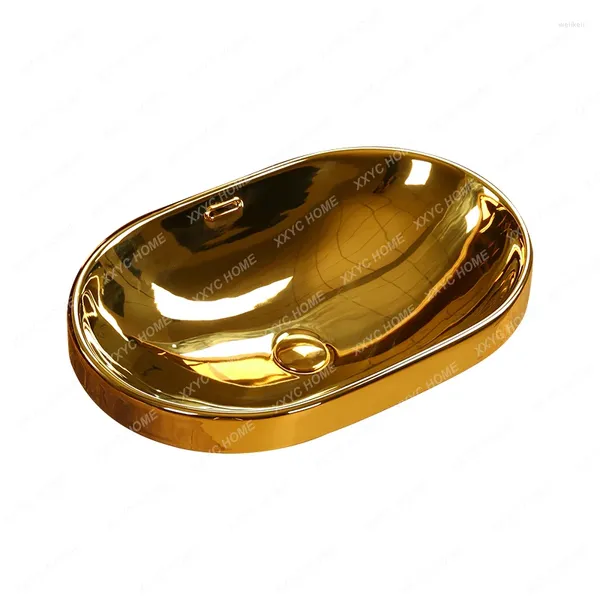 Robinets de lavabo de salle de bain KTV El Golden Table Bassin semi-encastré ovale mi-bassin carré inter-plateforme