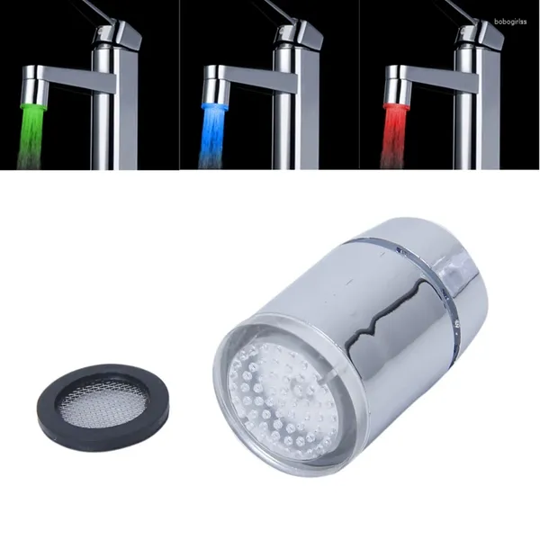 Robinets de lavabo de salle de bain lber le capteur de température LED Tri-couleur robinet de pulvérisation