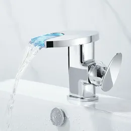 Robinets de lavabo de salle de bain LED TAPPORT TOUPE BAPE HYDROPOWER Faucet Tous les couleurs de la température du bassin et du bassin d'eau en cuivre