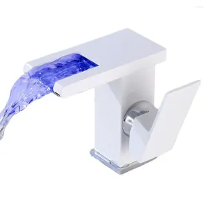 Robinets d'évier de salle de bains Robinet à LED Conception de cascade Commande à poignée unique Élégant et moderne Robuste Installation facile et durable