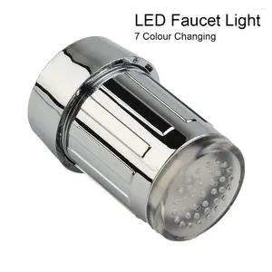 Robinets de lavabo de salle de bain LED Tap 7 couleurs robinets d'éclairage à changement de couleur de cuisine lueur tape des sauvegardes avec une buse intelligente de la lampe