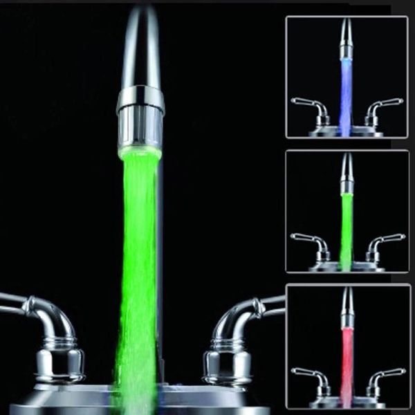 Robinets d'évier de salle de bain robinets d'eau LED Light Intelligent Tap Colorful Glow Shower Head Couleur Couleur de cuisine PAS DE BATTERIE3190