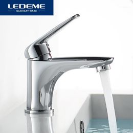 Robinets de lavabo de salle de bain LEDEME robinet de lavabo en laiton mitigeur d'eau finition chrome cascade moderne L10481