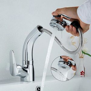 Robinets de lavabo de salle de bain soulevant et tirant le robinet de bassin balcon ménage à laver armoire froide tout cuivre