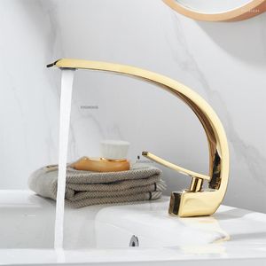 Badkamer Wastafel Kranen Licht Luxe Goud Wastafel Kraan Armatuur Enkele Handgreep Kast Waterkraan Thuis Koude Mixer