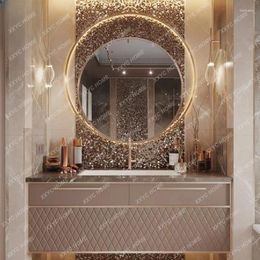 Robinets d'évier de salle de bains, lumière de luxe moderne minimaliste, plaque de pierre, armoire combinée, lavabo de piscine, lavabo