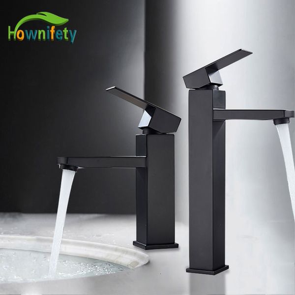 Robinets de lavabo de salle de bain noir mat mitigeur froid robinet de grue court ou haut en acier inoxydable lavage de bain 221121