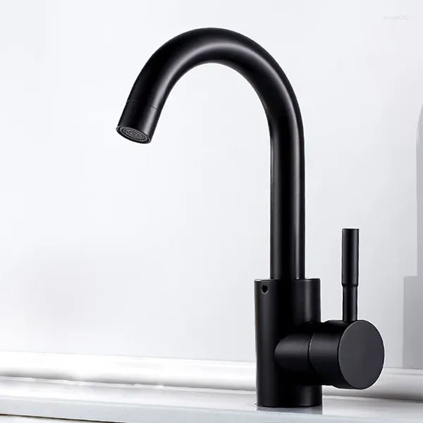 Grifos de lavabo de baño, grifo de lavabo negro mate, cocina de acero inoxidable, mezclador de agua fría, grifo montado en cubierta, lavabo de tocador