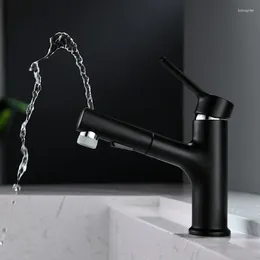 Robinets de lavabo de salle de bains Robinet de lavabo cylindrique noir mat retire 360 ​​tournant et bain de bouche à eau froide
