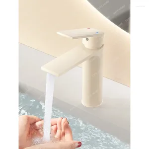 Robinets d'évier de salle de bains, robinet en acier inoxydable blanc laiteux, lavabo domestique et lavabo de Table froide