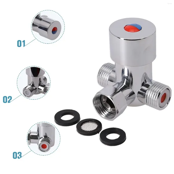 Grifos del fregadero de baño Válvula de mezcla Mezcladora termostática confiable para la temperatura automática de agua de hilo G1/2 con facilidad
