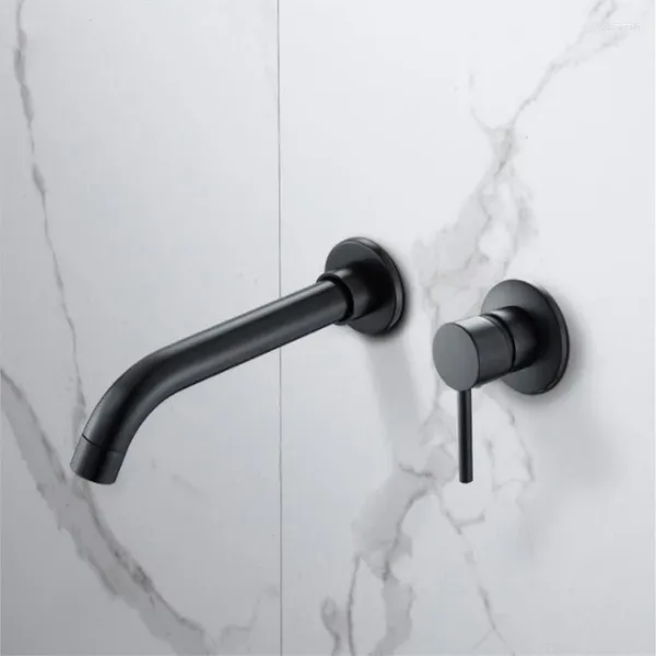 Grifos de lavabo de baño, grifo mezclador de lavabo de pared de latón moderno, grifo de cocina, caño giratorio, baño con palanca única en negro, dorado y plateado