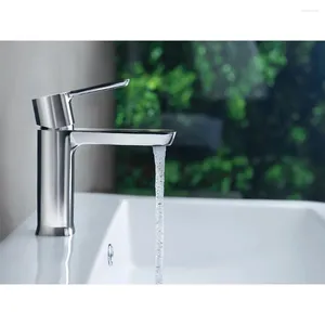 Robinets de lavabo de salle de bain Poignée de robinet monotrou moderne Chrome 1