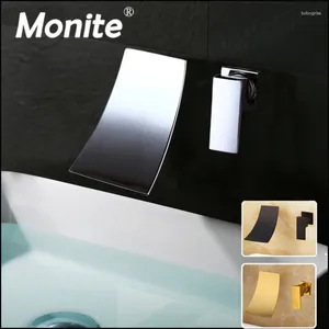 Robinets de lavabo de salle de bain Monite Moule noir noir Baignette de baignoire Baignet cascade SPOUT CHROME BASE SOLID BASE 1 Handle Bouxer Taps