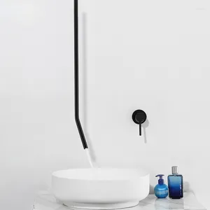 Robinets d'évier de salle de bains robinet de montage pour bassin baignoire qualité artistique mitigeur d'eau froide noir brossé or plafond
