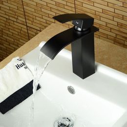 Robinets de lavabo de salle de bains MTTUKZ Robinet de lavabo noir Robinet de lavabo carré Cascade de bain et robinets mélangeurs de lavabo froid