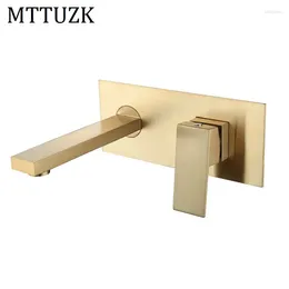 Grifos del lavabo de baño Mttuzk Gold de oro cepillado Panel Wiht Wiht y mezcladora de latón sólido