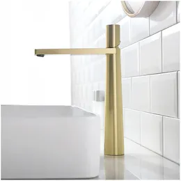 Grifos de lavabo de baño MTTUZK Nordic Simple Brushed Gold Faucet Matte Black Basin y grifos mezcladores fríos Orificio de una sola manija