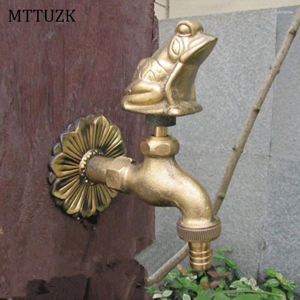 Robinets de lavabo de salle de bain mttuzk robinet de jardin extérieur Bibcock de forme animale avec robinet de grenouille en laiton antique pour le lavage / arrosage de jardin
