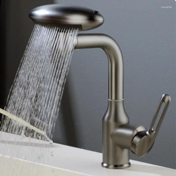 Grifos de lavabo de baño Grifo de lavabo de cascada multifunción Tipo de flujo de 4 modos Spray Rotación de 360 ​​° Enfriamiento único