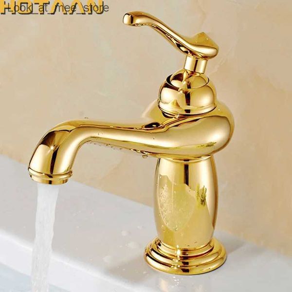 Robinets de lavabo Robinet de lavabo doré de salle de bains nouvellement arrivé avec robinet mitigeur décoratif en laiton doré avec torneiras en céramique para banheiro Q240301