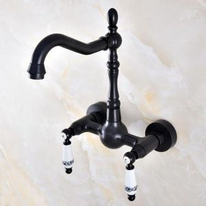 Grifos de lavabo de baño Grifo de lavabo montado en la pared de bronce frotado con aceite / Grifos mezcladores de cocina con caño giratorio 360 Tnf861