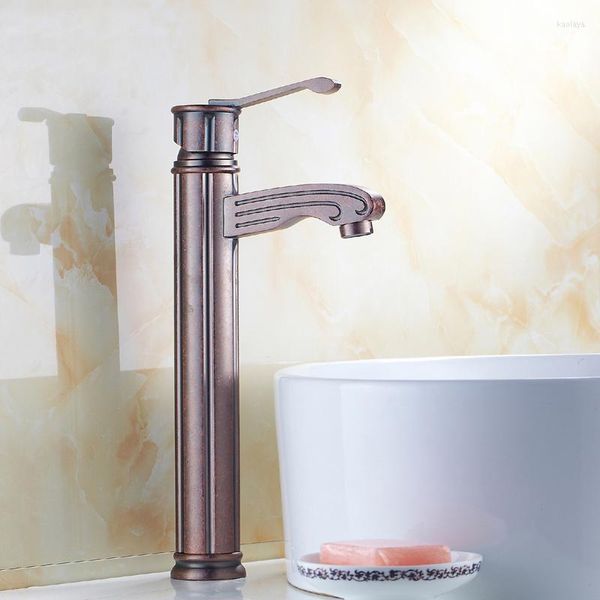Robinets de lavabo de salle de bain Huile Bronze Wash Basin Robinet rouge Rouge et Copper Copper Antique Mixer Pap