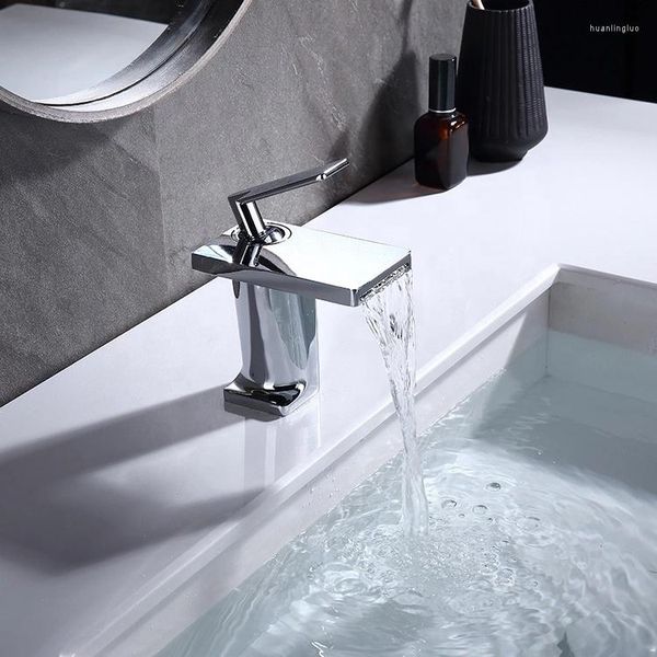 Robinets d'évier de salle de bains, robinet de cascade en laiton de luxe d'usine originale, mélangeur de lavabo d'eau froide en cuivre de qualité supérieure, trou unique