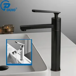 Grifos de lavabo de baño ouio baathroom grifo de latón sólido 360 cubierta giratoria montada y batidora de agua fría orb