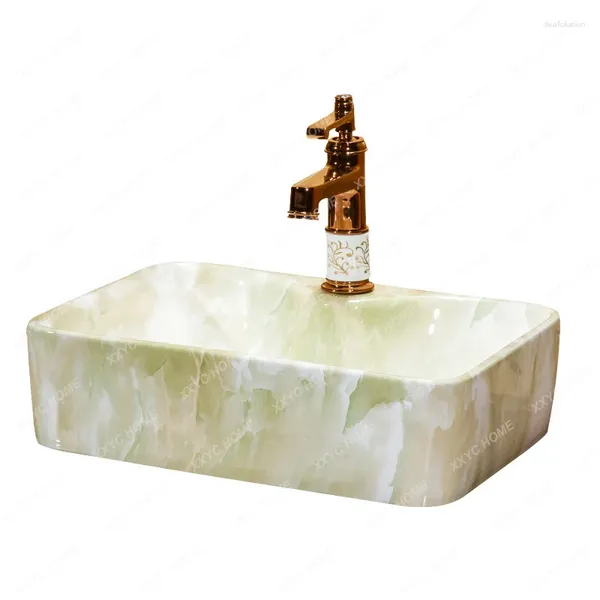 Lavabo de baño Grifos Patrón Mesa de cerámica Lavabo Arte Lavado Lavabo rectangular