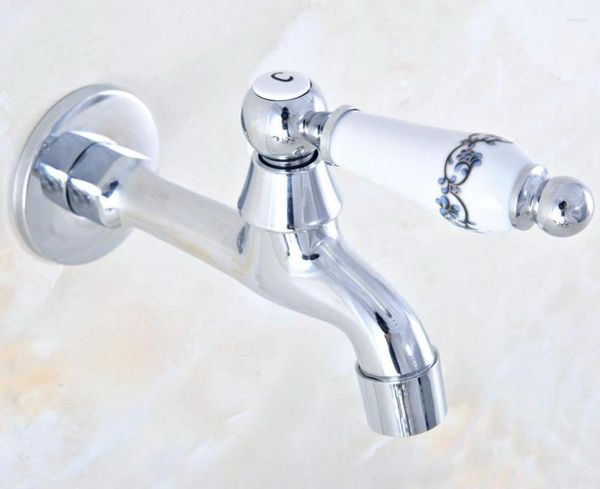 Robinets de lavabo de salle de bains Chrome poli Laiton mural Robinet de vadrouille Porte Jardin Piscine Toilettes Robinets d'eau froide simples Dav163