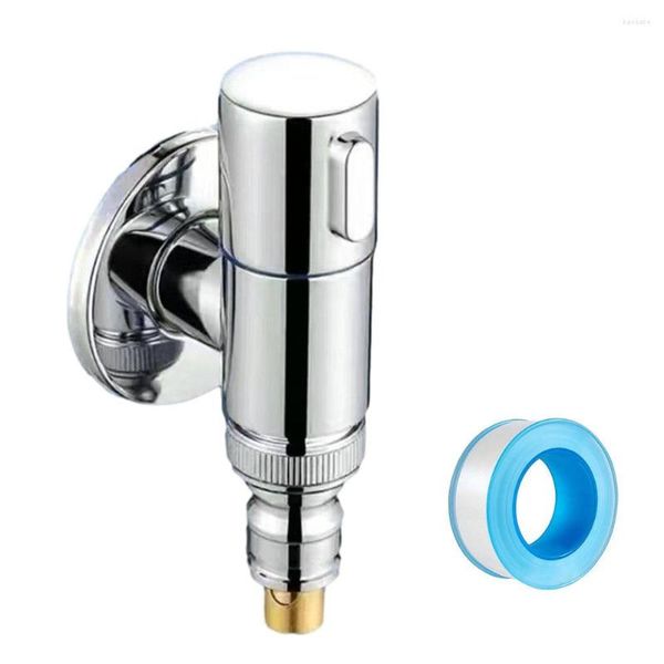 Grifos para lavabo de baño Práctico grifo para lavadora de acero inoxidable con válvula de ángulo de apertura rápida, interruptor giratorio, ideal para todo tipo